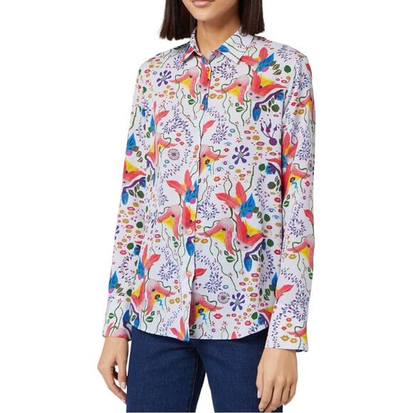 NEW PS Paul Smith Women's Floral Print Button Down Shirt M - Picture 1 of 16